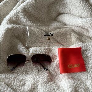 Quay Australia Gold and Brown Aviator Sunglasses